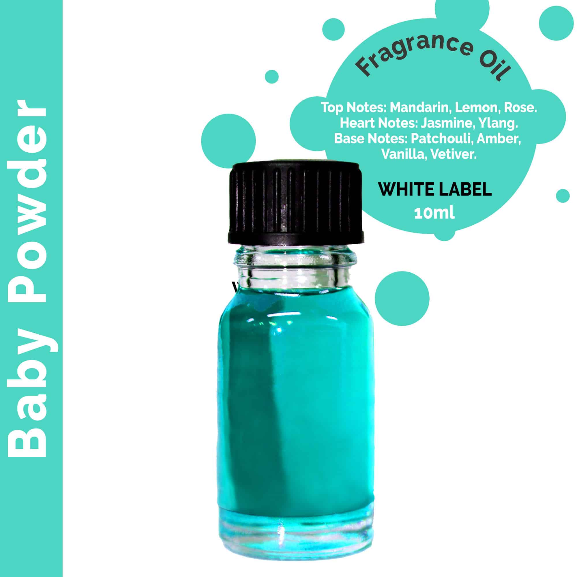 231196 10x Baby Powder Fragrance Oil 10ml - UNLABELLED - Image 1