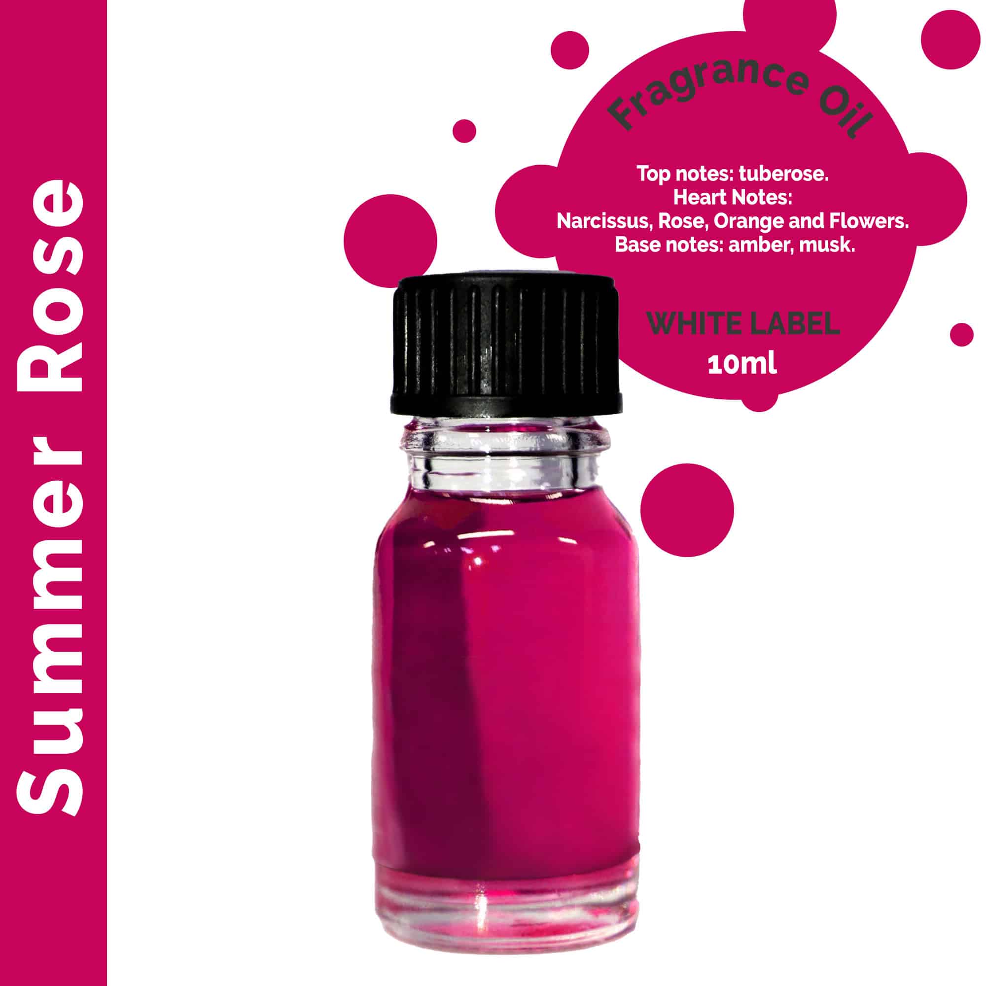 231243 10x Summer Rose Fragrance Oil 10ml - UNLABELLED - Image 1