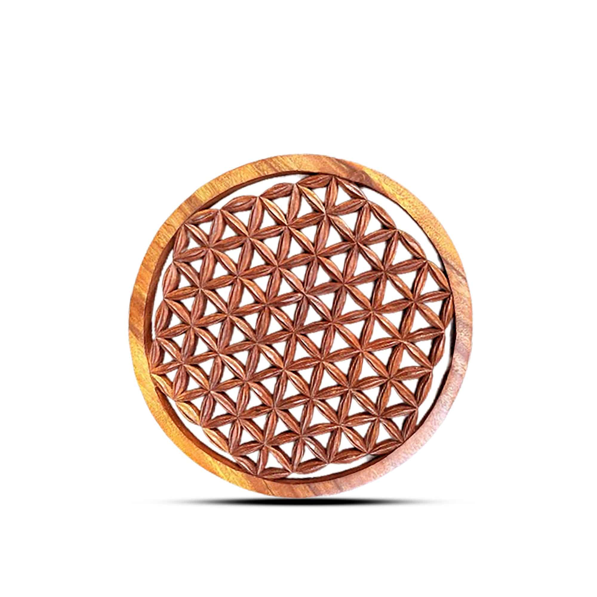 bG9jYWw6Ly9tZWRpYS85Ry82RS82MFIzMEMxRzZXVEs2RTlHLzViYTRkNzQ5LmpwZWc Round Decorative Wooden Flower of Life Panel 30cm - Image 1