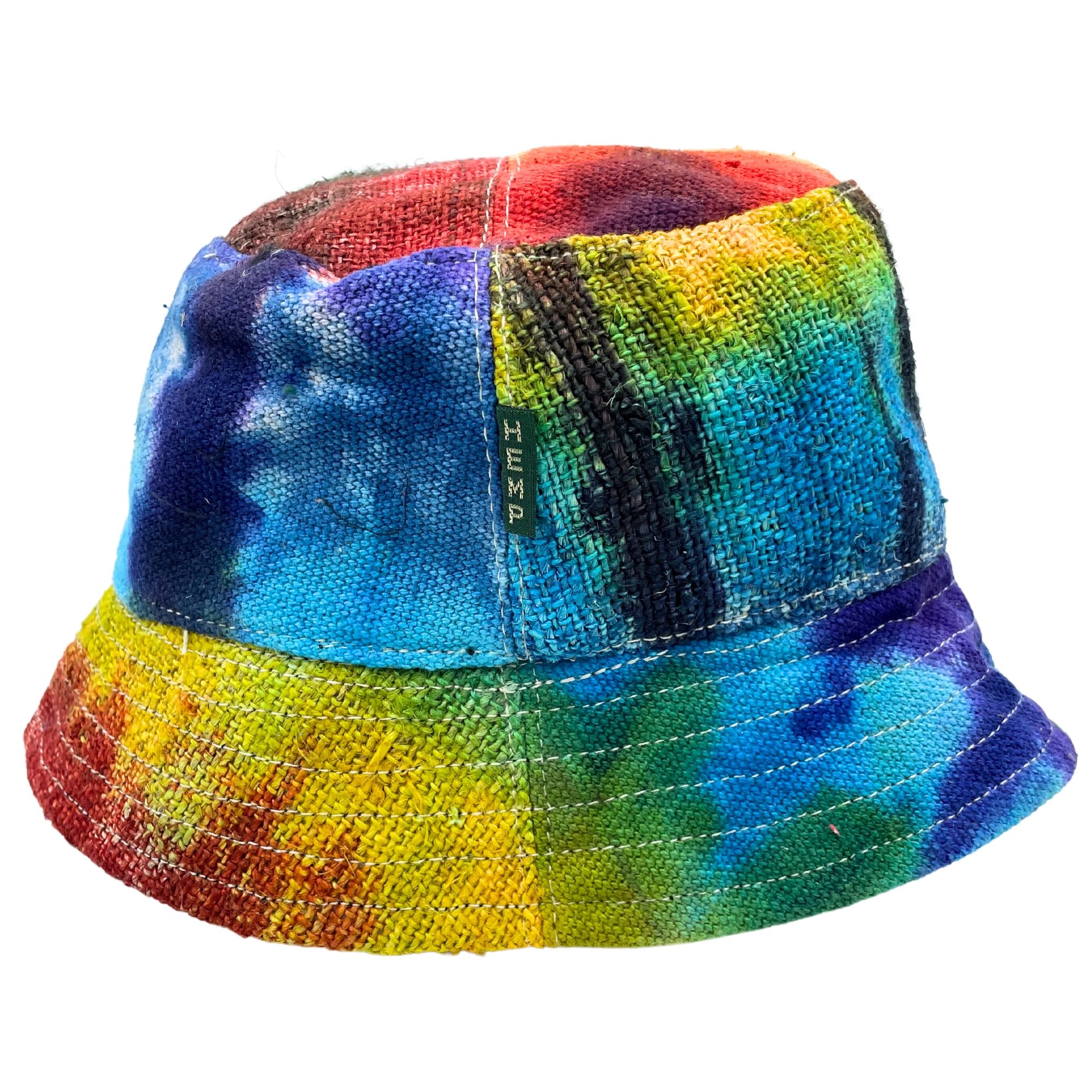 bG9jYWw6Ly9tZWRpYS85Ry9DQy82MFIzMEMxRzZXUjNDQzlHLzgwYjA1MzZmLmpwZWc Patched Hemp & Cotton Boho Festival Hat - Tiedye - Image 1
