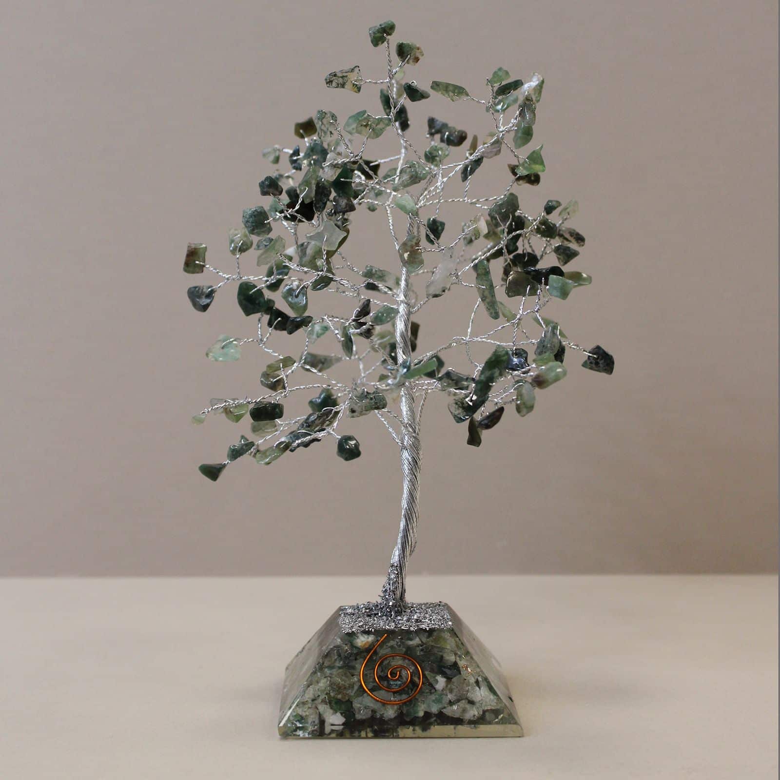 bG9jYWw6Ly9tZWRpYS85Si9KRC82MFIzMEMxRzZSUzNKRDlKLzA4NDVjZTQzLmpwZWc Gemstone Tree with Organite Base - 160 Stone - Moss Agate - Image 1
