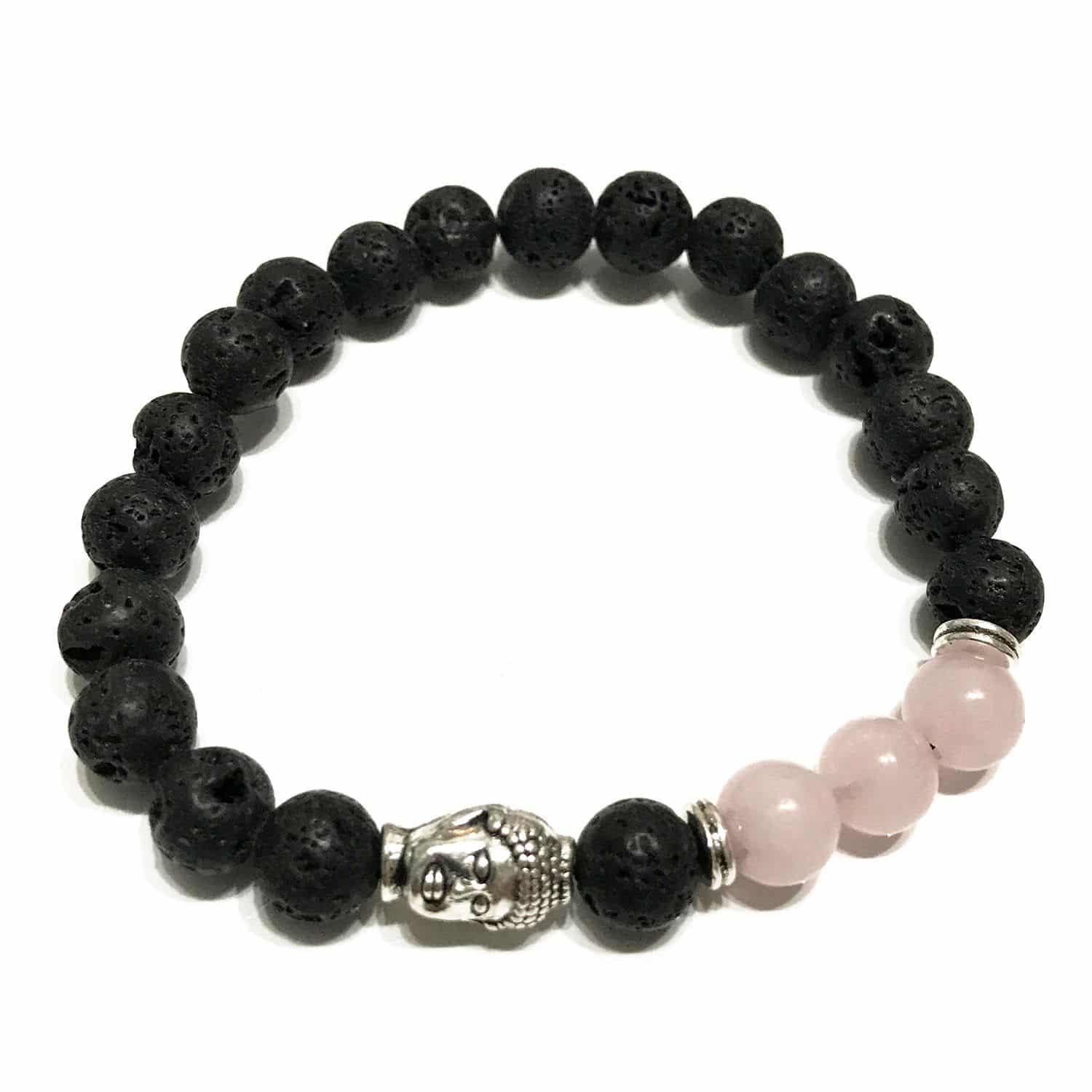 bG9jYWw6Ly9tZWRpYS85Sy9HRS82MFIzMEMxRzZNVDNHRTlLLzczYTQ3NzMxLmpwZWc Lava Stone Bracelet - Buddha Rose Quartz - Image 1