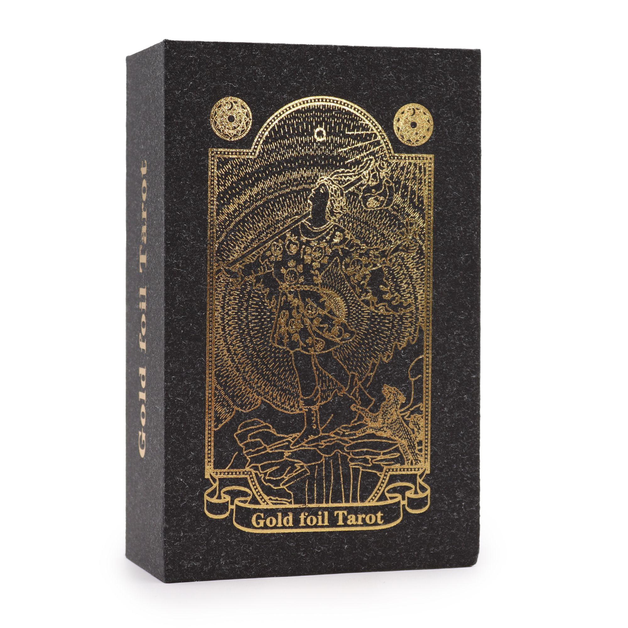 bG9jYWw6Ly9tZWRpYS85TS80RS82MFIzMEMxSDc0UjM0RTlNLzE5MGZhZTI4LmpwZWc Gold Foil Tarot Set with Book - Gift Box - Image 1