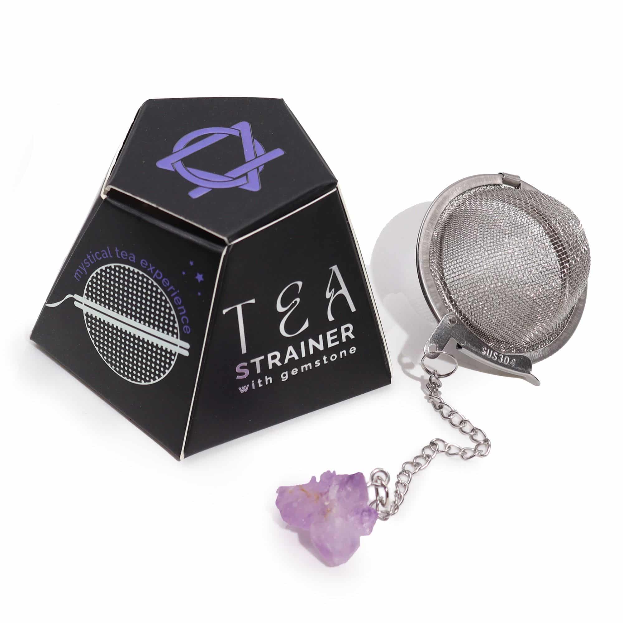 bG9jYWw6Ly9tZWRpYS85Ui9FRS82MFIzMEMxRzZSVzNFRTlSL2MyMjMyODliLmpwZWc Raw Crystal Gemstone Tea Strainer - Amethyst Cluster - Image 1