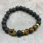 Lava Stone Bracelet - Hamsa Tiger-eye - Image 2