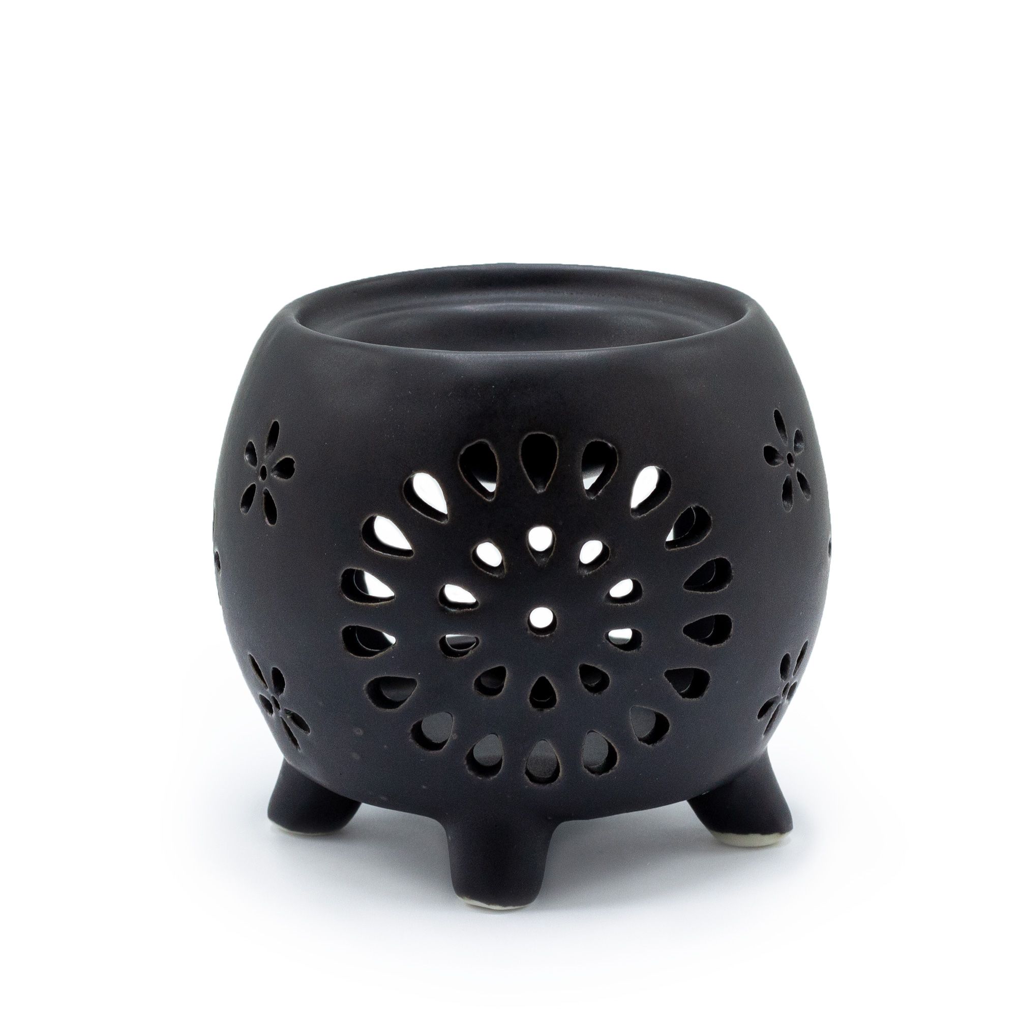 bG9jYWw6Ly9tZWRpYS8xTi9HQy82MFIzMEMxRzZXU0tHQzFOLzhiYzk0MzIzLmpwZWc Squat Pot Oil Burner Flower Burst - Matt Black - Image 1