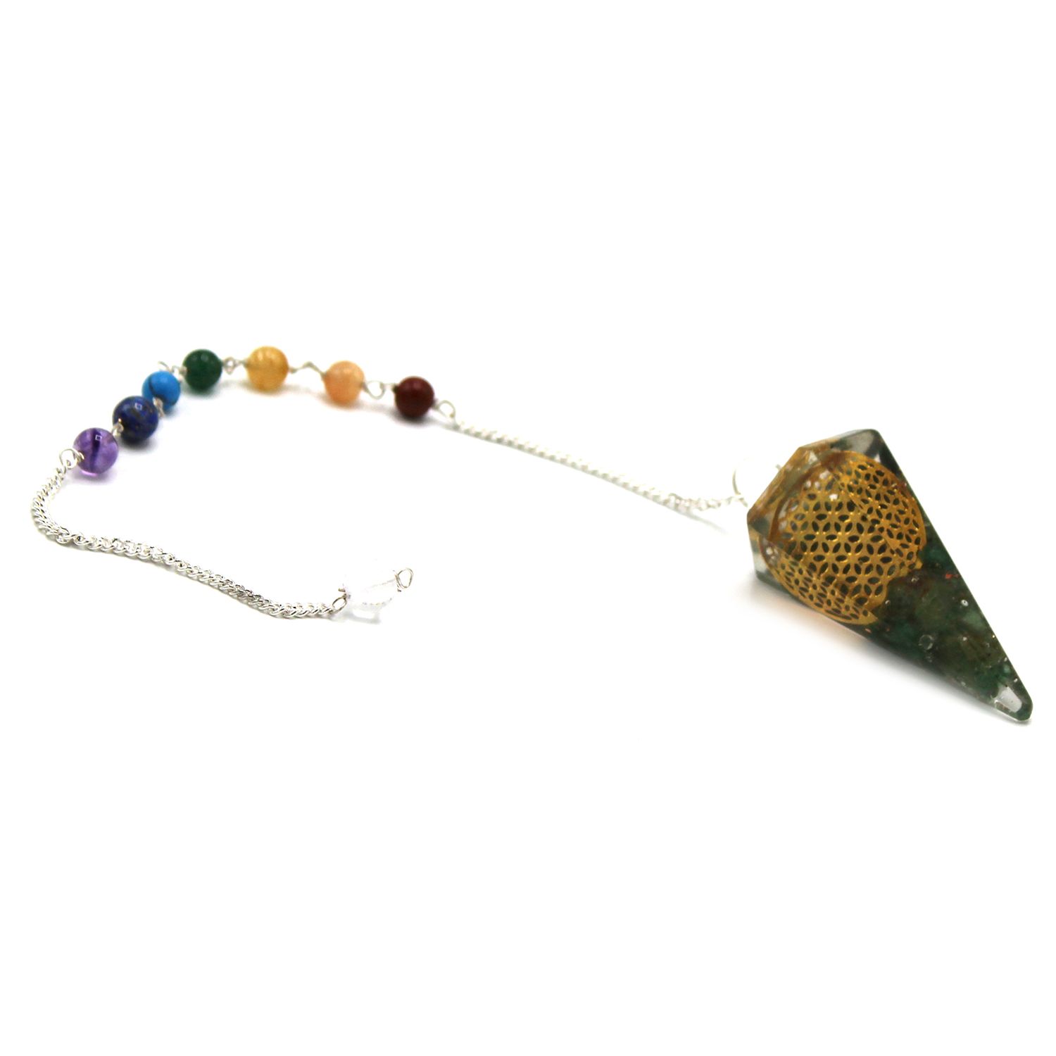 bG9jYWw6Ly9tZWRpYS8xUi80RS82MFIzMEMxRzZSUks0RTFSL2JiZmMwYTgwLmpwZWc Orgonite Power Chakra Pendulum - Flower of Life - Image 1
