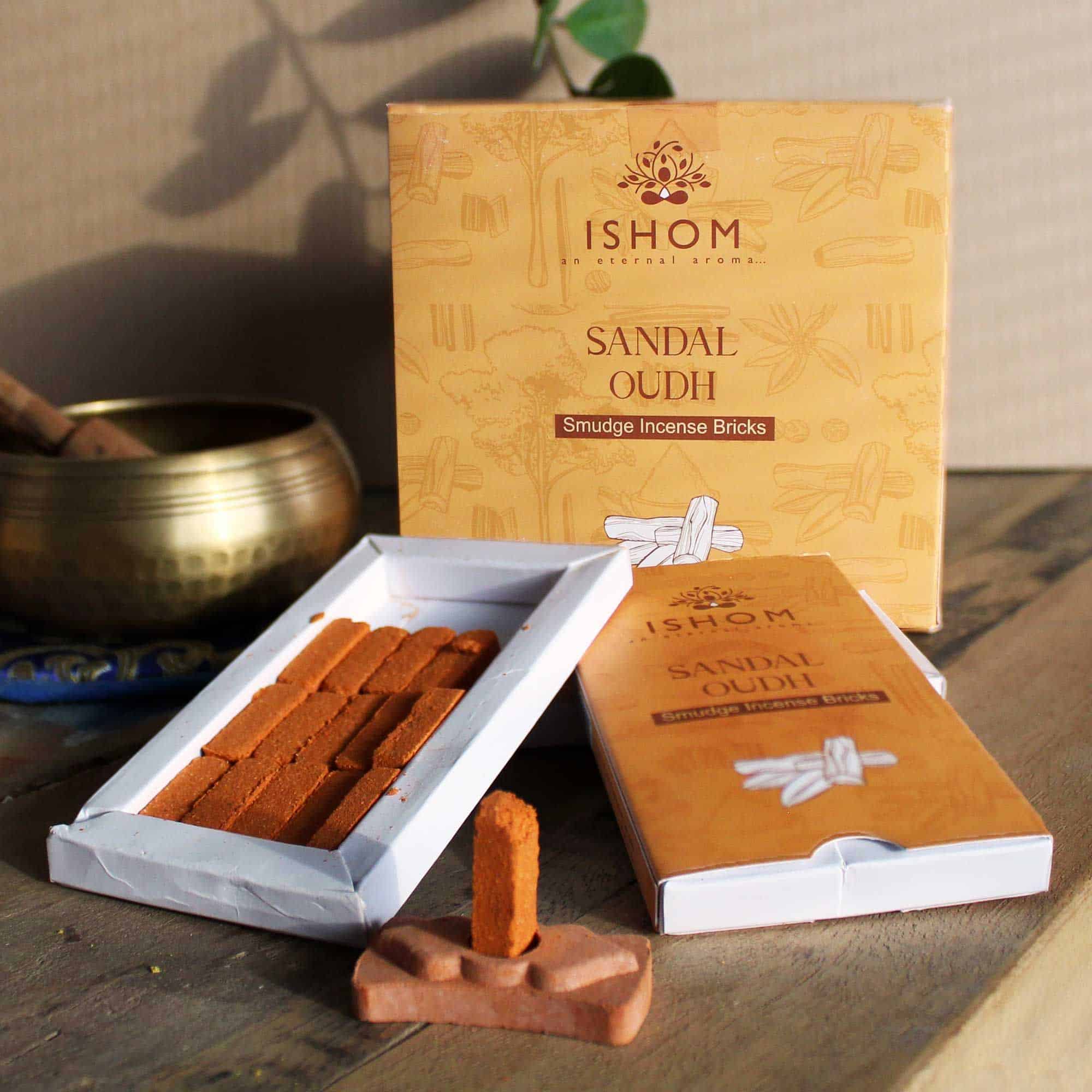 bG9jYWw6Ly9tZWRpYS8xUi8wRS82MFIzMEMxRzZXUkswRTFSLzVmODc2MWI0LmpwZWc Pack of 15 Natural Incense Smudge Bricks and Burner - Sandal Wood - Image 1