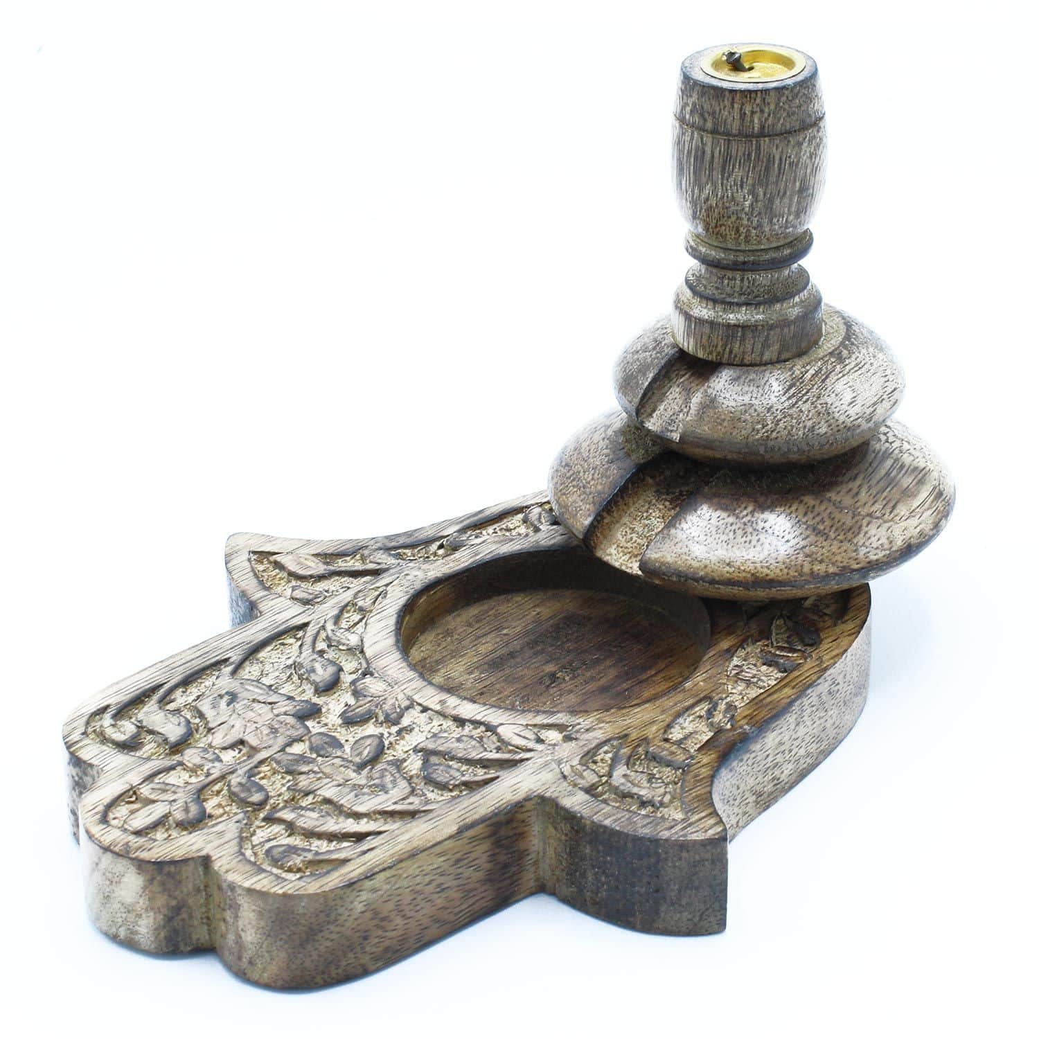 bG9jYWw6Ly9tZWRpYS8xUy9FRS82MFIzMEMxRzZSUjNFRTFTLzkyYmQwNjYzLmpwZWc Med Mango Wood Backflow Burner - Hamsa - Image 1