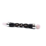 Spiral Carving Healing Wand - Copper Pipe Rose Quartz - Image 4