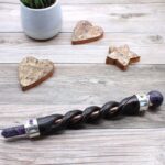 Spiral Carving Healing Wand - Copper Pipe Amethyst - Image 4