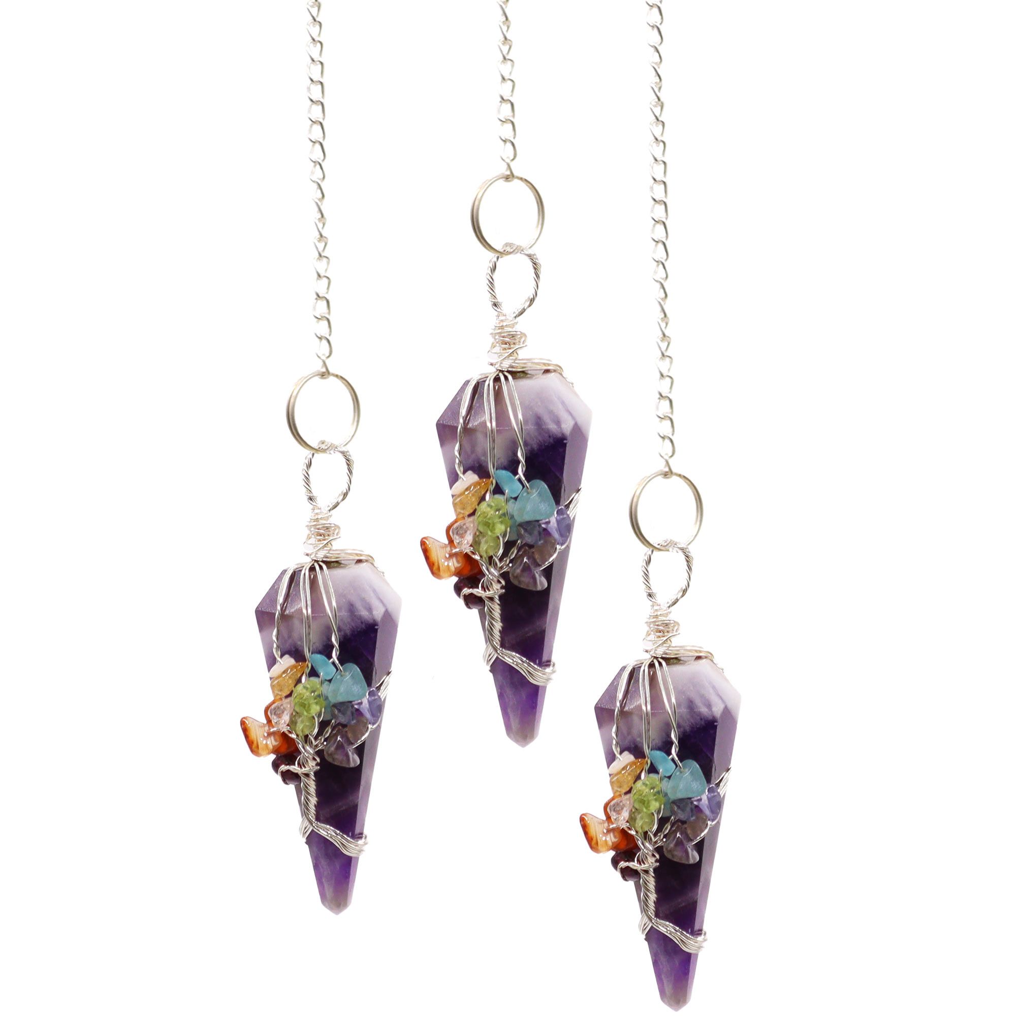 bG9jYWw6Ly9tZWRpYS9IUS80Qy82MFIzMEMxRzZXUks0Q0hRL2M4OTQ4Y2UzLmpwZWc Magic Pendulum - Seven Chakra - Amethyst - Image 1