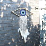 Protection Dream Cather - Lrg Macrame Eye White/ Gey/Brown - Image 3