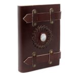 Leather Moonstone with Belts Notebook 15x10cm