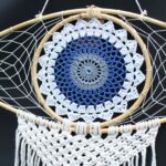 Protection Dream Cather - Lrg Macrame Eye White/ Blue/Grey - Image 3