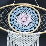 Protection Dream Cather - Lrg Macrame Eye White/ Blue/Grey - Image 4