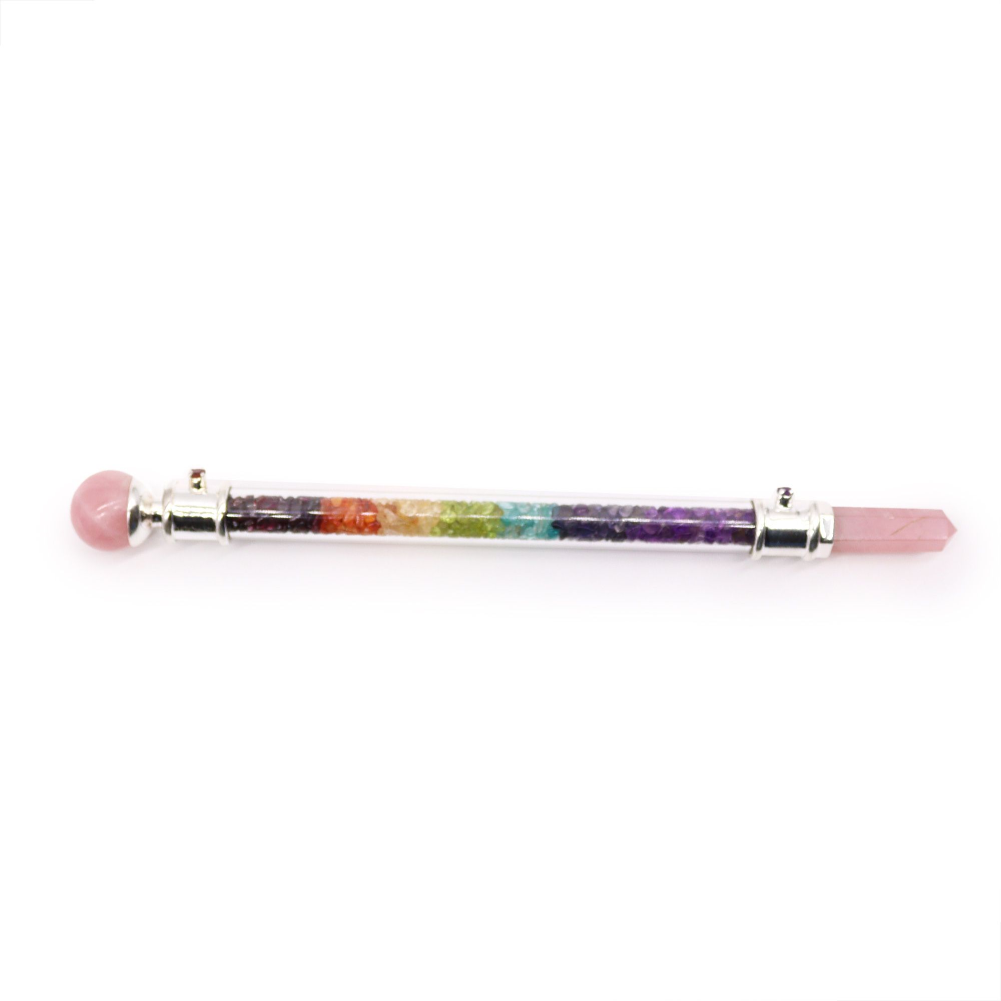 bG9jYWw6Ly9tZWRpYS9TSy8wQy82MFIzMEMxRzZXUzMwQ1NLLzJjYWU4MjA4LmpwZWc 7 Chakra Crystal Healing Wand - Rose Quartz - Image 1