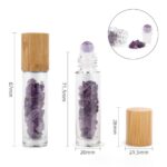 Gemstone Essential Oil Roller Bottle - Amethyst  - Wooden Cap + Gemstone Roller Tip for 5ml Bottle - Amethyst - Image 3