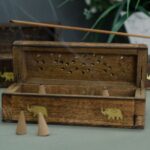 Incense Cone Smoke Box 6" - Mango Wood - Image 4