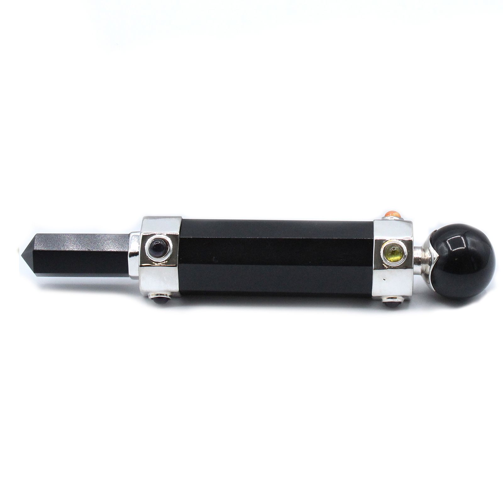 bG9jYWw6Ly9tZWRpYS9TTi9HRC82MFIzMEMxRzZSUktHRFNOL2I3YWNkYjA3LmpwZWc Hexagonal Crystal Healing Wand - 12cm - Black Agate - Image 1