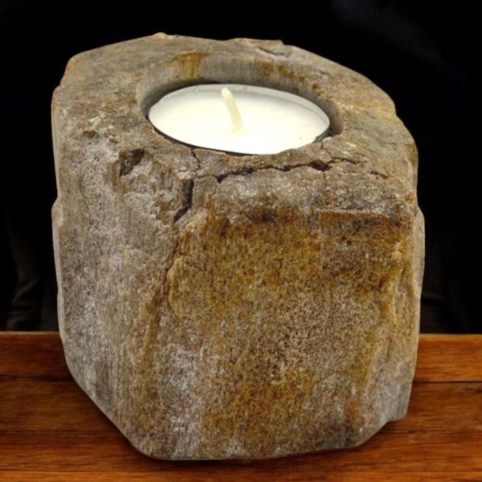bG9jYWw6Ly9tZWRpYS9TUS9BRC82MFIzMEMxSDc0UjNBRFNRL2Y3OTA4YWQ3LmpwZWc Petrified Wood Candle Holder - Single Low - Image 1
