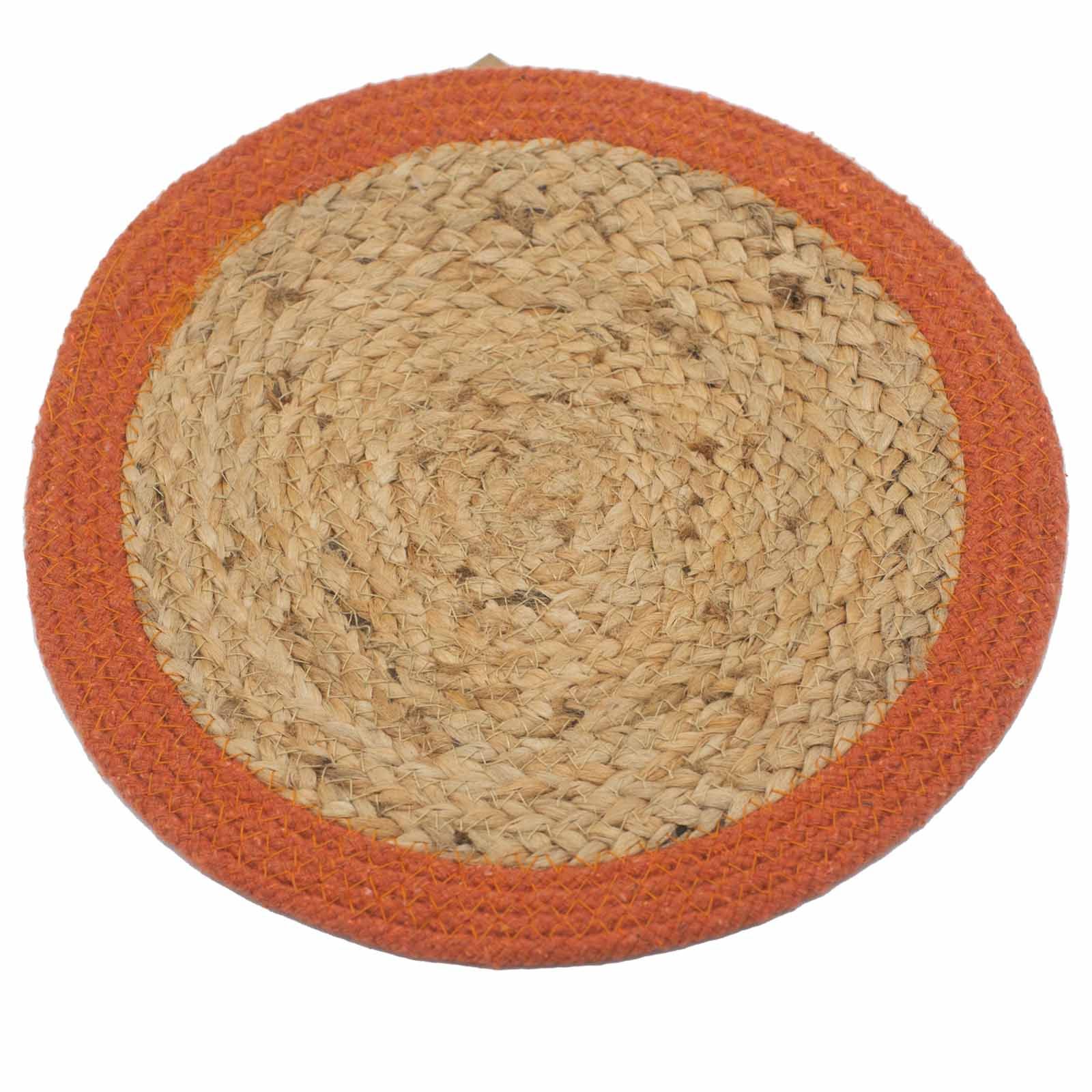 bG9jYWw6Ly9tZWRpYS9TUi9HQy82MFIzMEMxRzZSV0tHQ1NSL2ExNGY4OTQ2LmpwZWc Natural Place Mat - Jute & Cotton 30cm - Clay Boarder - Image 1