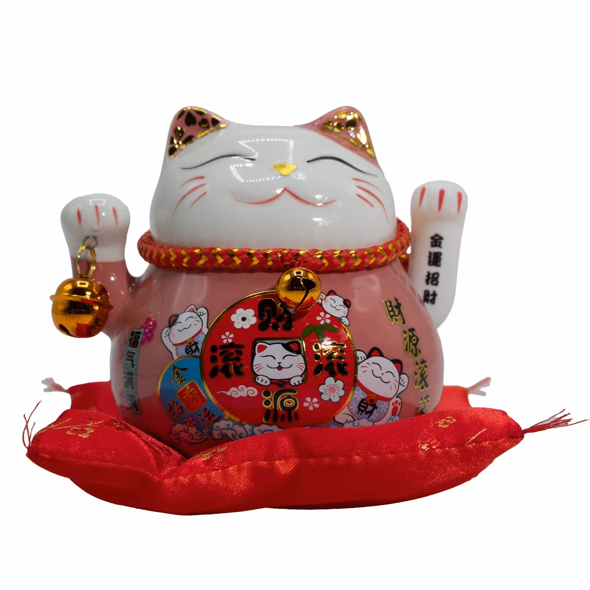 1090a783 Ceramic Money Cat Moving Hand - Pink on Cushion (battery not included) - Image 1